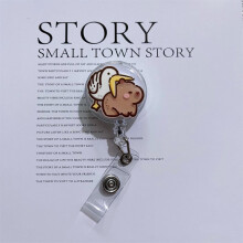 Cute Kapibala Acrylic Badge Reel Holder Retractable Alligator Clip ID Card Holder for Nurse Doctor Office Worker Teacher Student
