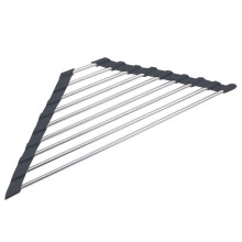 Dish Drying Rack, Foldable Stainless Steel Sink Rack, Roll Up Space Saving Dishwasher Rack for Kitchen Sink Countertop