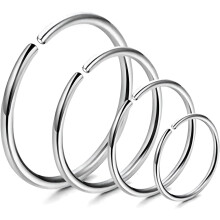 4Pcs 20G Stainless Steel Nose Hoops for Nostril, Septum, Tragus, Lip – Snug Fit, 6mm-12mm, Compatible with Standard Piercings