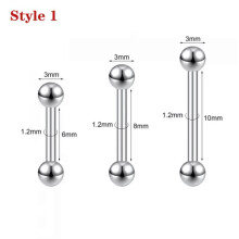16G 18G Stainless Steel Stud Earring Spike Helix Tragus Barbell Piercing Jewelry-Style 1-1.2mmx8mm-3x3mm