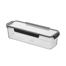 Long Strip Refrigerator Organizer Food Grade Storage Box Airtight For Kitchen Pantry Plastic Clear Medium M