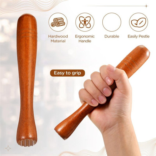 Muddler de Madeira de 3 PeçAs para CoquetéIs, Muddler de Coquetel de 7,7 Polegadas de Comprimento Mojito Muddler Bar Triturador de Gelo de Madeira 1