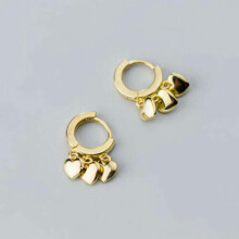 925 Sterling Silver Tiny Love Heart Huggie Hoop Dangle Drop Earrings A1170-Gold