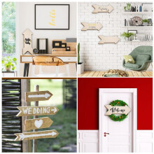 8PCS Wooden Arrow Shape Cutouts Unfinished Arrow Wood Sign Blank Hanging Wooden Plaque Wood Arrow Slice