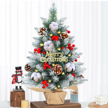 22" Pre-Lit Mini Christmas Tree with LED Lights & Ornaments, Desktop Xmas Pine Tree for Holiday Party