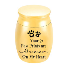 Paw Prints Sealed Alloy Pet Memorial Urn, Funeral Keepsake Jar for Cats and Dogs, Durable and Decorative