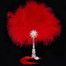 Vintage Double Sided Feather Fan Colorful Round Fan Handheld Fans with Tassels Fairy Girls Dancing Show Wedding Party Decorations for Women