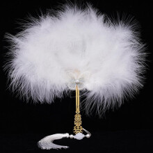 Vintage Double Sided Feather Fan Colorful Round Fan Handheld Fans with Tassels Fairy Girls Dancing Show Wedding Party Decorations for Women