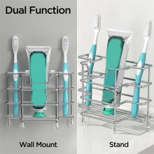 Toothbrush Holder Wall Mounted for Bathroom, 3 Slots Stainless Steel Bathroom Accessories Organizer for Small Spaces-A
