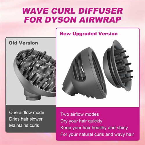 Wave Curl Diffuser Attachment compatible with Dyson Airwrap HS01/HS05/HS08 – Upgraded dome, faster drying & curl definition, grey 1