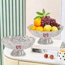 10" Clear Plastic Fruit Bowl & Serving Tray – Snack, Candy, Party Dish, Compatible with Home & Coffee Table Decor