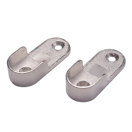 Penderie Ovale Rail Suspendu Rail Rod End Bracket Support Argent Tone Pair