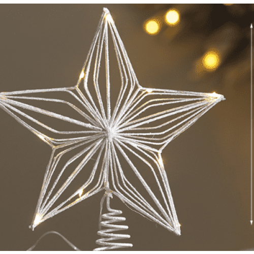 Étoile décorative pour sapin de Noël, faite main en coton doré