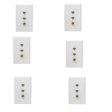6X Plaque Murale Coaxiale Ethernet, Clé de Voûte Cat6 RJ45 à 2  et Connecteur de Type F à 1 Port Clé Coaxiale Femelle à Femelle