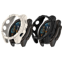 Screen Protector Case Black Beige for Garmin Quatix 8, ScratchResistant Flexible TPU Cover for Fenix 8 Solar