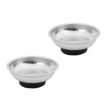 2X Round Edelstahl Magnetische Teile Schuessel Werkzeugschale Mutter Schraube Tray Silber 3 Zoll
