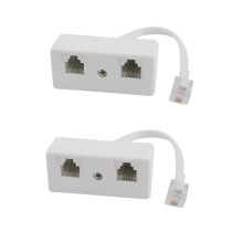 2X 6P4C RJ11 Male to Dual Female Telephone Splitter Connector Adapter