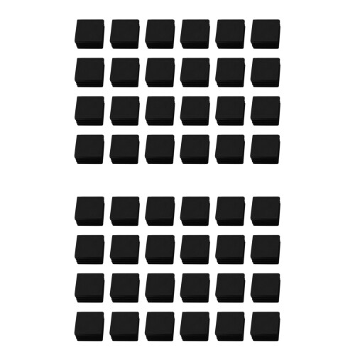 48 Pcs 30mm x 30mm Plastic Ribbed Square End Caps Tube Insert Black