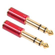 2pcs 6.5mm 6.35mm 1/4Inch Male to 3.5mm 1/8Inch Female Jack Stereo Headphone AUX Cable Audio Adapter Plug(Red)