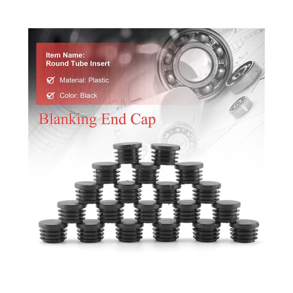 200 Pcs Black Plastic 25Mm Dia Blanking End Caps Round Tube Insert 4713933416973