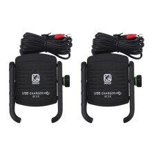 2X Kewiq Qc3.0 USBSchnell Ladung Aluminium Legierung Motorrad Handy Halter mit USBLadegeräT 360 Grad Drehen Motorrad Handy Halter Halterung