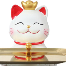 Lucky Cats Statue Ornament Sundries Container Creatives Resin Figurine Tabletop Organizer Jewelry Trinket Tray B