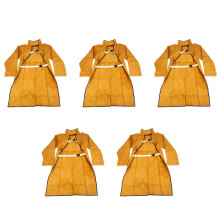5pcs 120cm Welding Apron Flame Retardant Long Sleeve Protective Clothing Split Leather Fire-Resistant