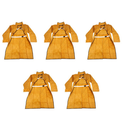 5pcs 120cm Welding Apron Flame Retardant Long Sleeve  Protective Clothing Split Leather Fire-Resistant 1