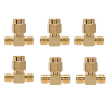 6X SMA Male to Two SMA Female Triple T RF Adapter Connector 3 Way Splitter New