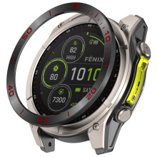 AMOLED Bezel Cover Scratch Resistant Stainless Steel Black Red Protective Case for Garmin Tactix 8 47mm