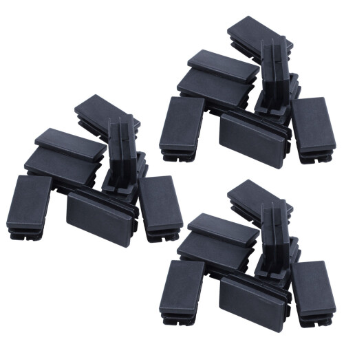 24 Pcs Black Plastic Rectangular Blanking End Caps Inserts 20mmX40mm 1