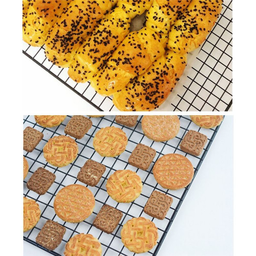 3Pcs Cake Cooling Rack, Black Carbon Steel Bread Drying Net, Baking Tool, Non Stick Cooling Net, Baking Tray, Net Rack A