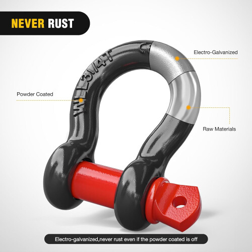 D-Ring Shackles 5/8 inch 3.25-Ton Capacity 2-Pack 1