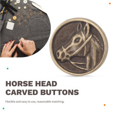 20PCs Zinc alloy Buttons Horse Carved Round Bronze Tone 15mm( 5/8 inch)Dia.
