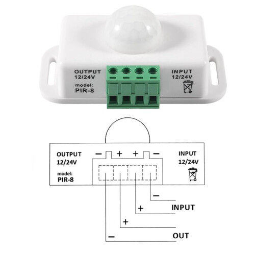 2X  12V/24V 8A Body Infrared PIR Motion Sensor  LED Light Strip Automatic,PIR Sensor LED Motion Sensor 1