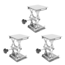 3X Wissenschaftliche Labor Hubtisch 100 X 100Mm Edelstahl Labor Ständer Tisch Gestell Schere Labor-Lift Heber für Wissenschaftliches Experiment