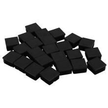 72 Pcs 30mm x 30mm Plastic Ribbed Square End Caps Tube Insert Black