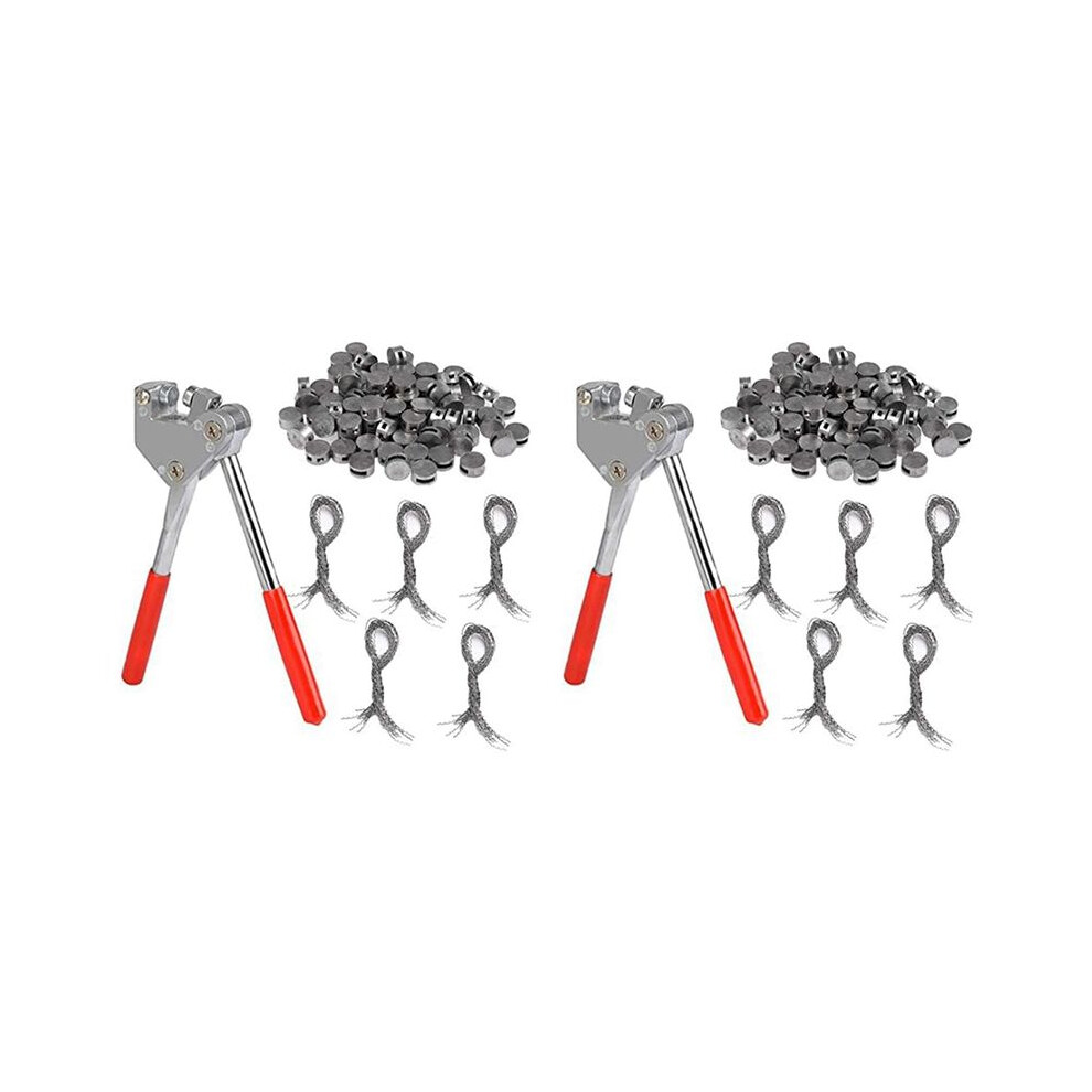 Photos - Pliers 200Pcs Round Lead Seals Beans 8mm Diameter, 200 Pcs Steel Wire, 2Pcs Sealing Crimper with Red Plastic Coated Handle