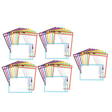 50PCS Dry Erase Pockets, Extra LargeReusable Dry Erase Pocket Covers, Ticket Holders, Teacher Supplies Dry Erase Covers