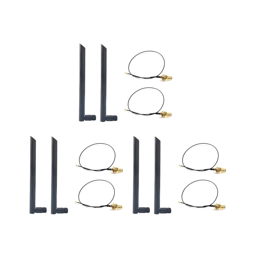6X Dual Band 6Dbi Wireless Wifi Antenna Rp-Sma+Mhf4 Pigtail Cable For Ax200 Ac9260 Ngff M.2 Wireless Card 4712181043702