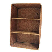 4X 3-Section Wicker Baskets for Shelves, Hand-Woven Seagrass Storage Baskets Toilet Paper Basket Large