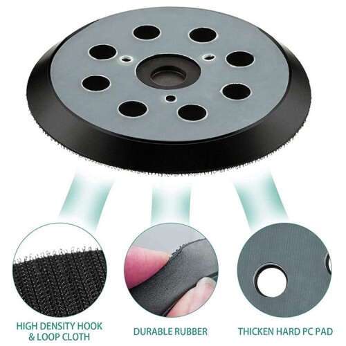 4Pcs Replacement Sander Base Pads Round Hook and Loop Backing Pad Orbital Sander Replacement Pad 125mm 8 Hole 2
