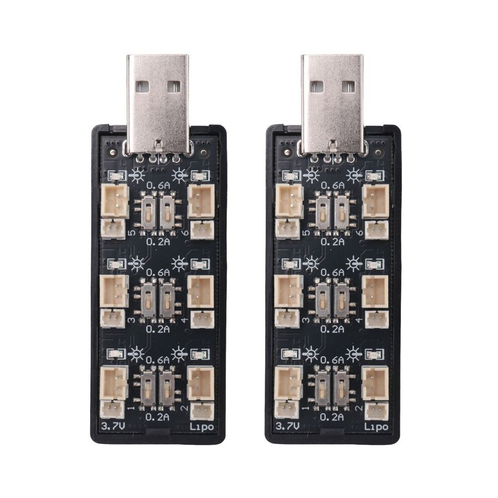 2X 1S Lipo Battery Usb Charger 3.7V/4.20V 6 Channel 1S Lipo Charger Micro- Jst 1.25 Jst-Ph 2.0 Mcx Mcpx Connectors 6031151119284