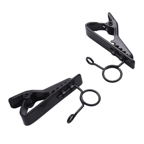 10 Pcs Ring  7.5 mm Microphone Clip Holder Tie Clip Collar Clip Practical (Black) 2