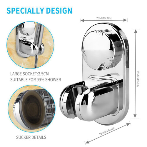 2X 5 Mode Angle Adjustable Shower  Holder, Super Power Vacuum Suction Cup Handheld Shower Bracket 2