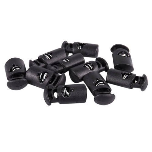 Diameter 8 mm Hole, Cord Cord Stopper Laces Snap Hook, Black, 20 Pcs 1