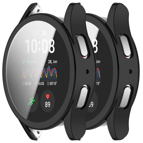 Case with Screen Protector for Samsung Galaxy Watch 7 40mm, 3D Full Coverage Slim TPU Frame, 2 Pack Black
