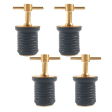 Afvoerplug met T-Greep van Messing, Aftappluggen voor Boten van 1 Inch, Sloten, Draai- en Afdichtingsontwerp, Rubberen Pluggen, 4 Stuks