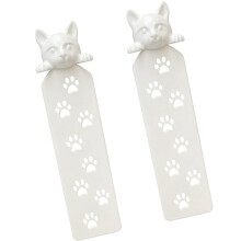 2Pcs Feline Inspired Plastic Bookmarks Textbook Page-White