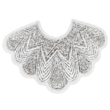 Handcraft Beads Collar Patches For Wedding Gowns And-Silver
